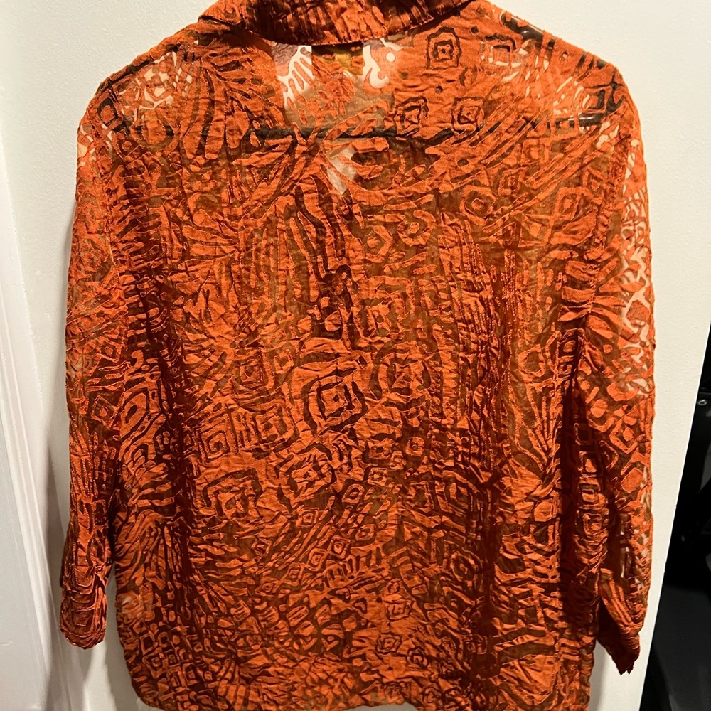 Ruby Rd. Orange Patterned Women's Top - Picture 2 of 5